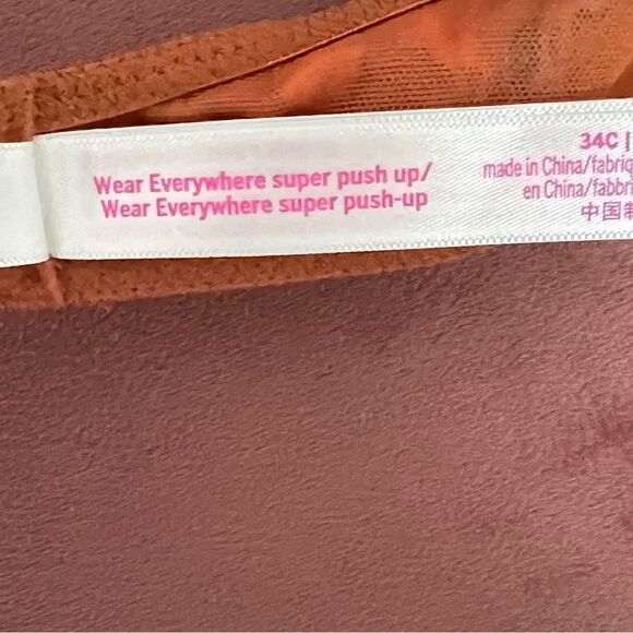 NWOT Victoria’s Secret PINK Wear Everywhere SUPER Push-Up Bra 34C 70’s Vibe - Picture 5 of 7